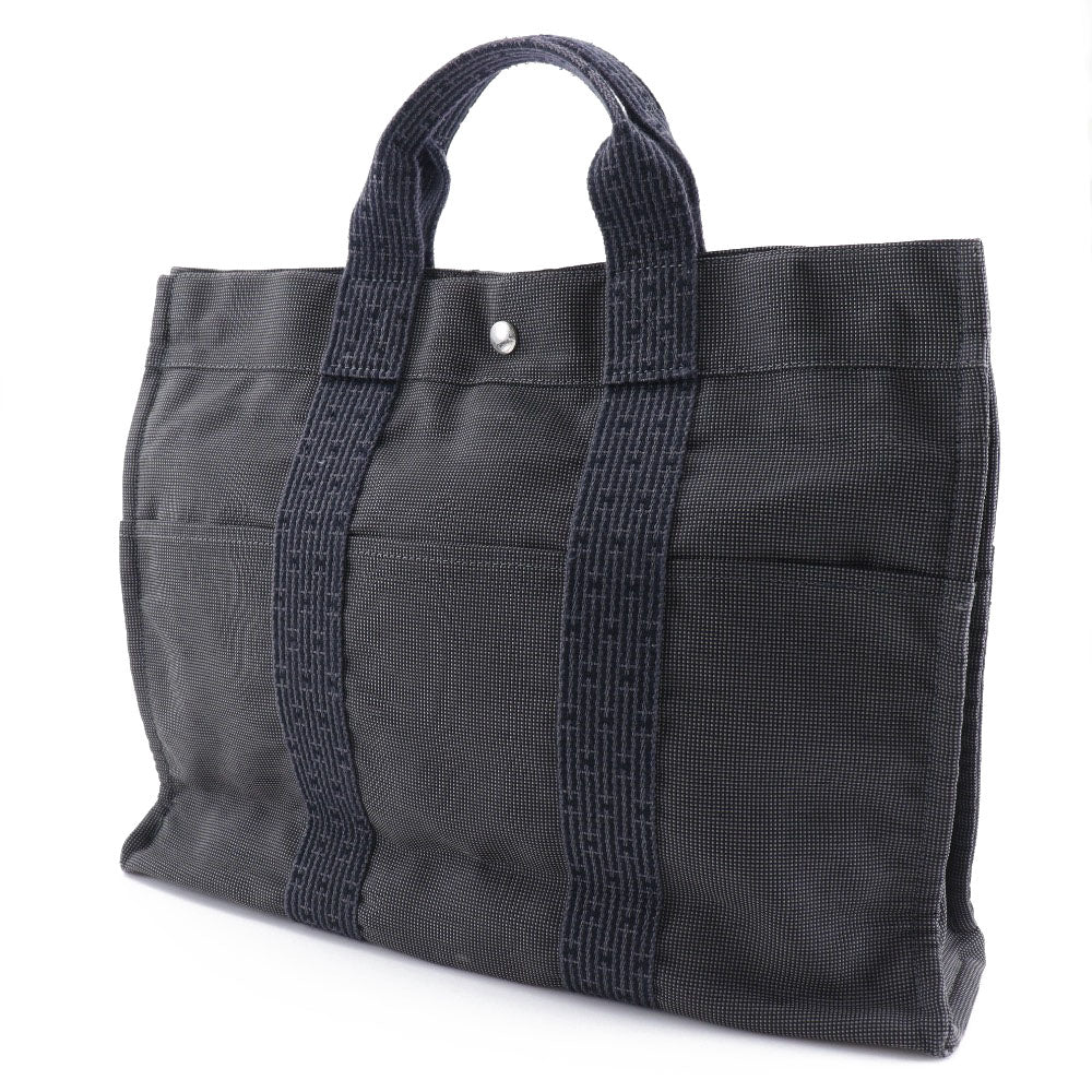HERMES Handbag Nylon canvas gray Her LineTote MM mens(Unisex)
