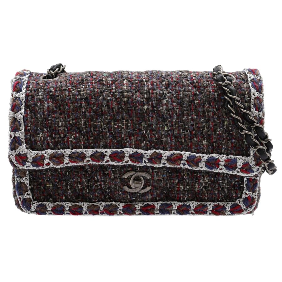 CHANEL CHAIN SHOULDER BAG TWEED LEATHER | Studio Nafay