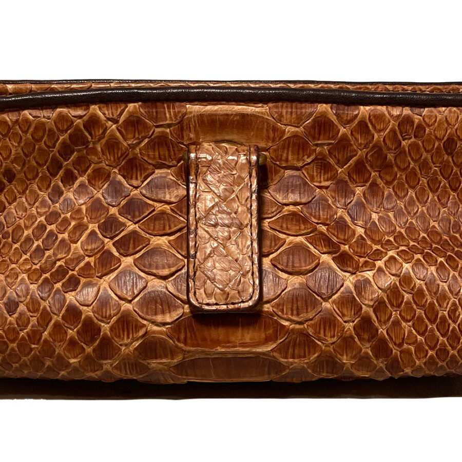 Bottega Veneta Tan Snakeskin Clutch | Studio Nafay