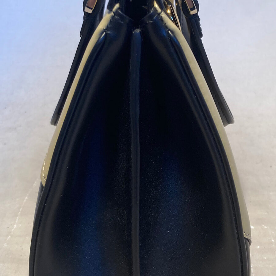 Gucci Zumi Shibuya Black and Tan Medium Top Handle Bag | Studio Nafay