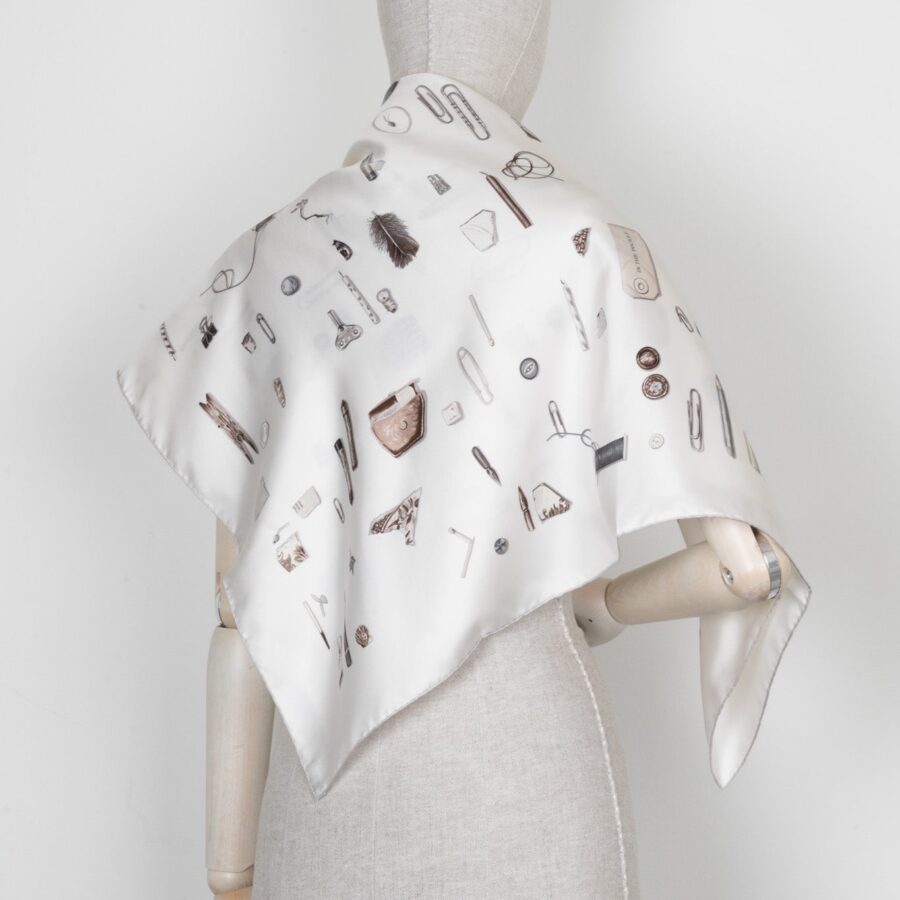 HERMÈS 90 In The Pocket Scarf White Silk | Studio Nafay