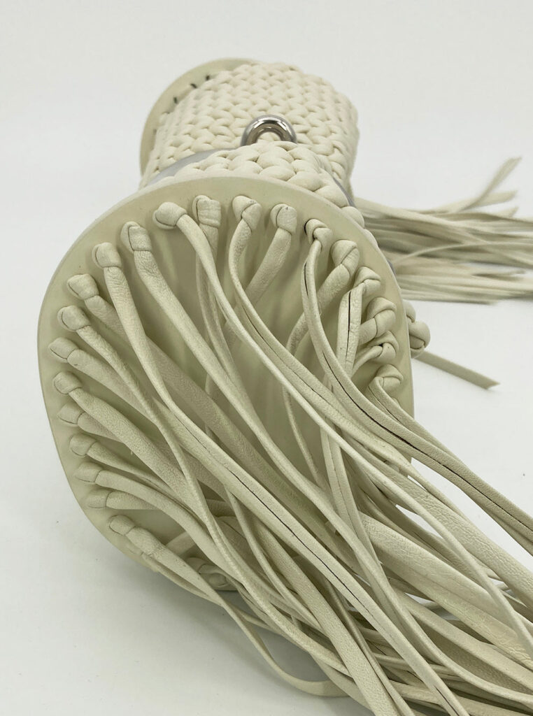 Balenciaga White Leather Tresse Fringe Clutch - Product Image 2