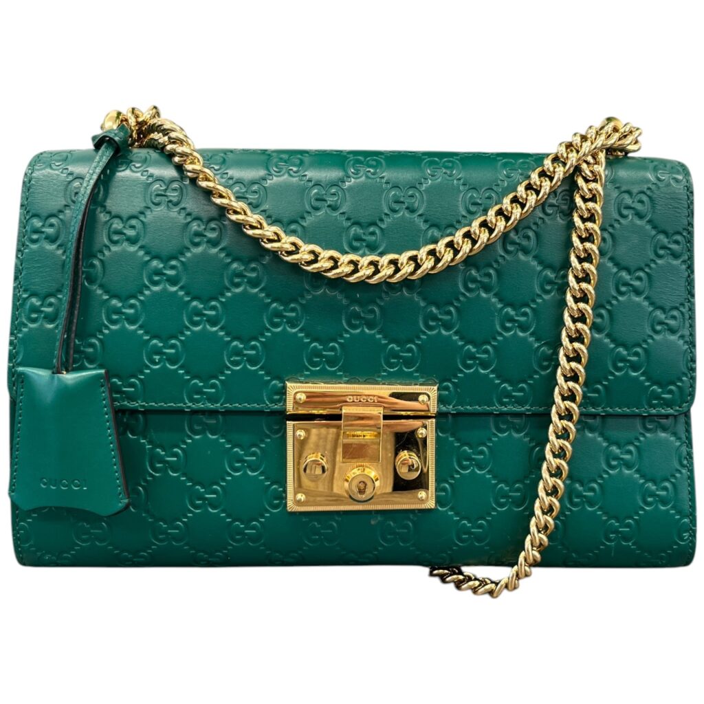 Women's Guccissima Large Padlock Handbag Green - Product Image 2