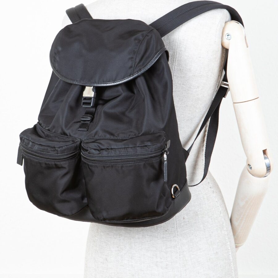 PRADA Backpack Nylon Black with Silver | Studio Nafay