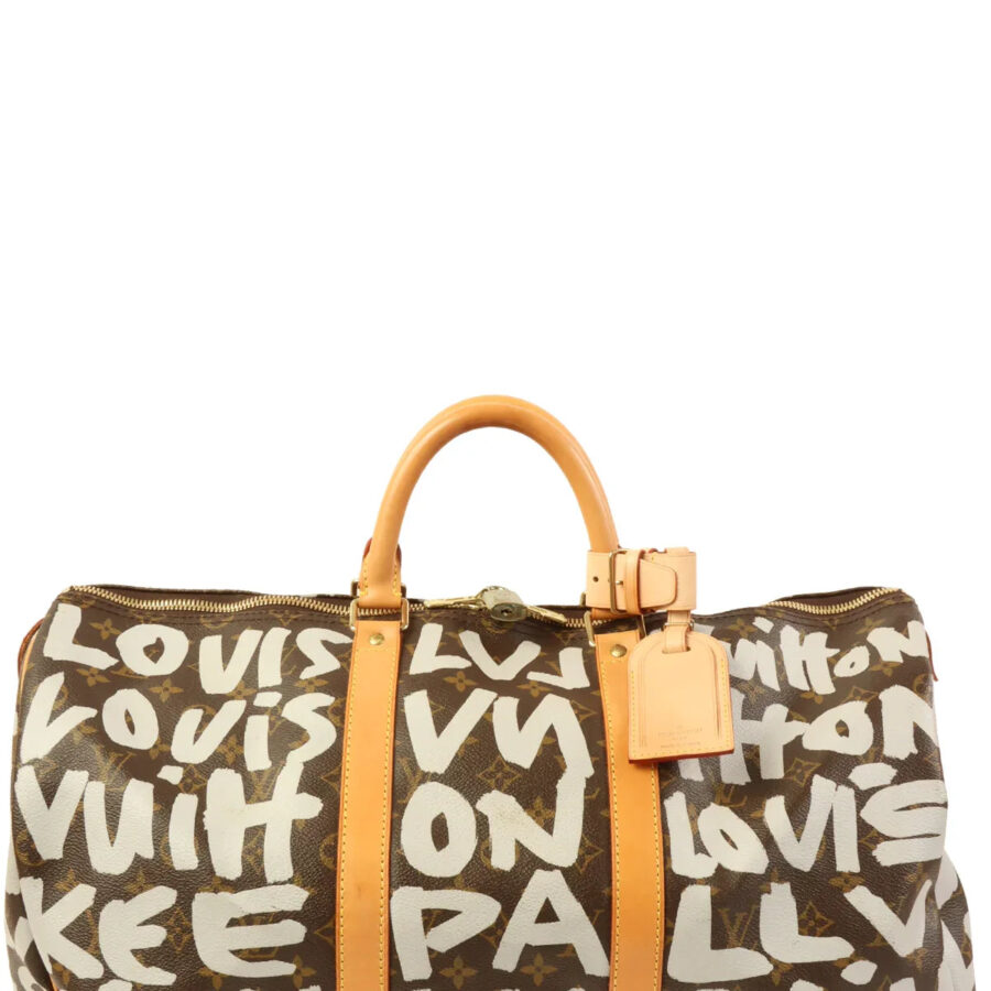 LOUIS VUITTON Made Canvas Monogram Gaffiti Keepall 50 Brown / White
