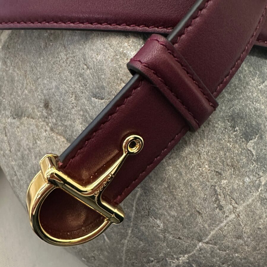 GUCCI Half Horsebit Belt Bordeaux | Studio Nafay