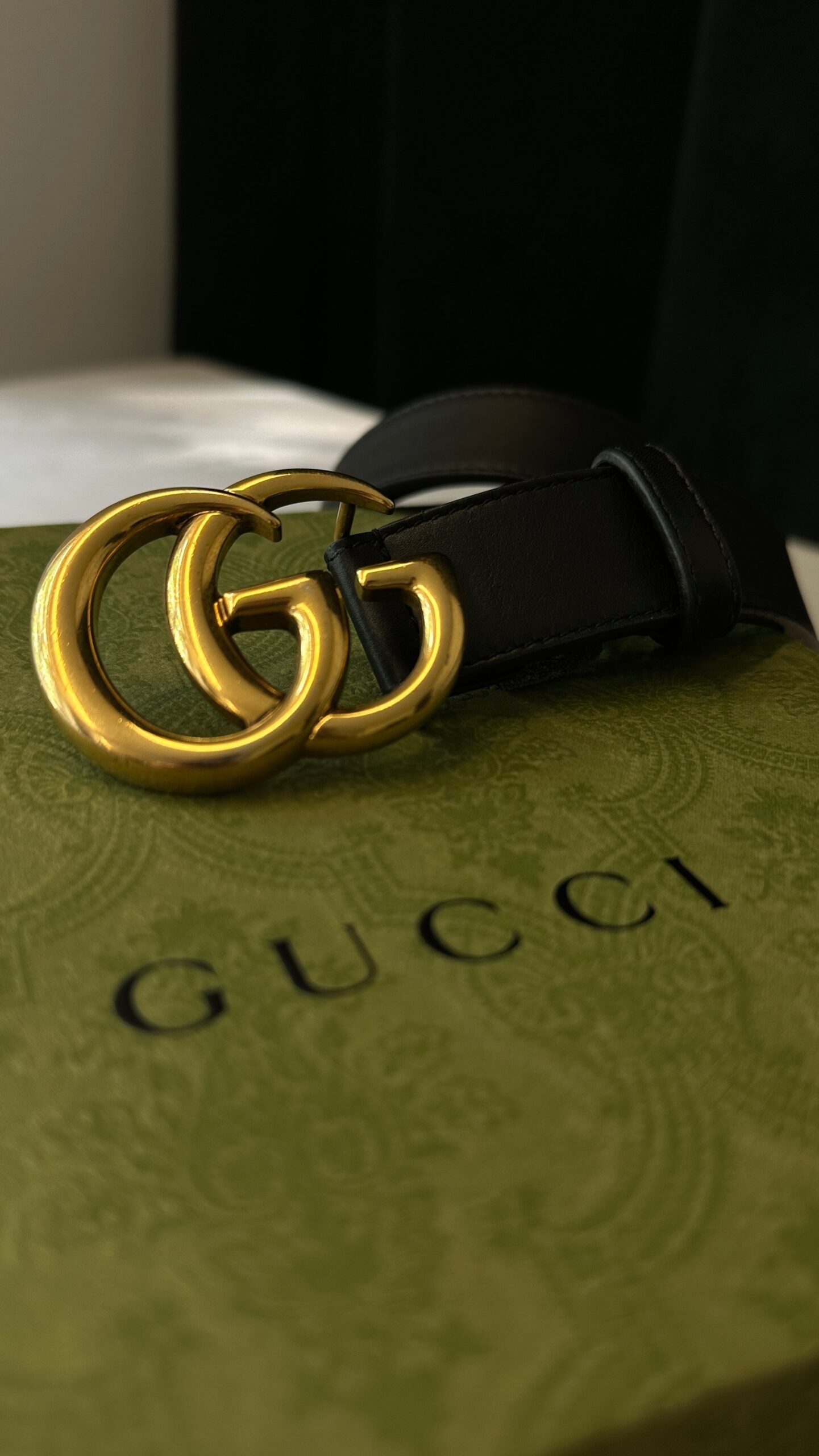GUCCI Marmont GG Belt Leather Black