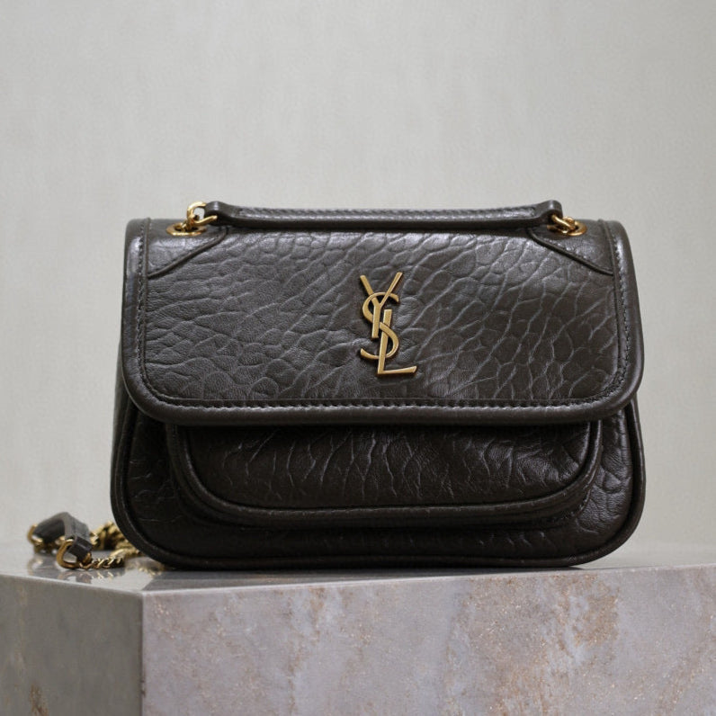YSL Niki Bag 18cm Black Gold Sheepskin | Studio Nafay