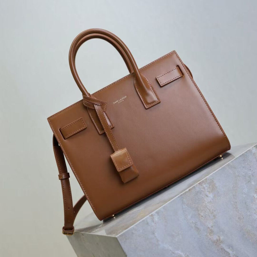 Saint Laurent Sac De Jour Nano Tote Bag Brown Calfskin | Studio Nafay