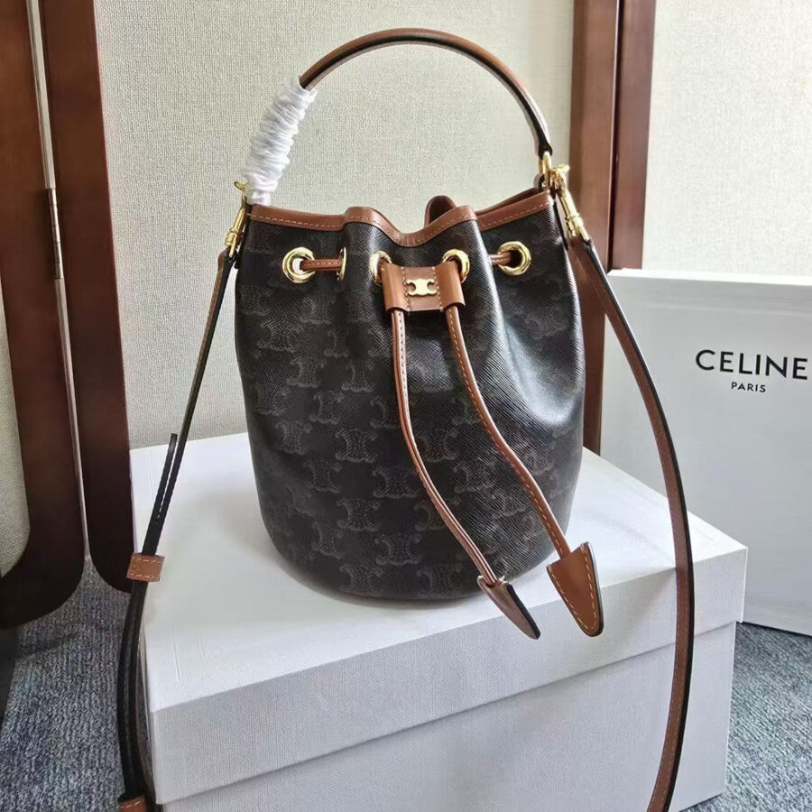 Celine Clara Bag 19 Black Brown Canvas Calfskin | Studio Nafay