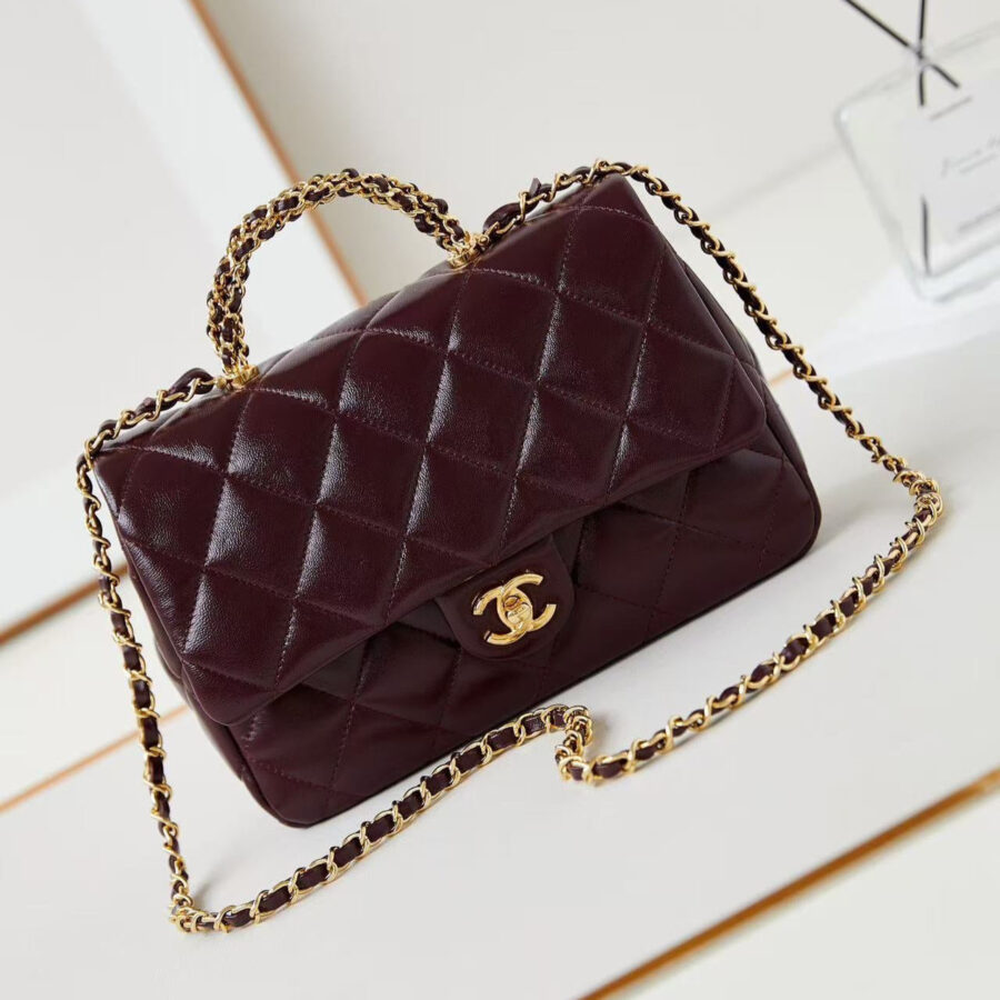 Chanel Flap Bag 25cm Wine Red Sheepskin With Gold Hardware | Studio Nafay