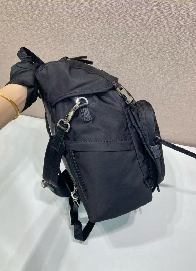 BACKPACK 34.5 IN BLACK RE-NYLON AND SAFFIANO LEATHER TRIM - Product Image 2