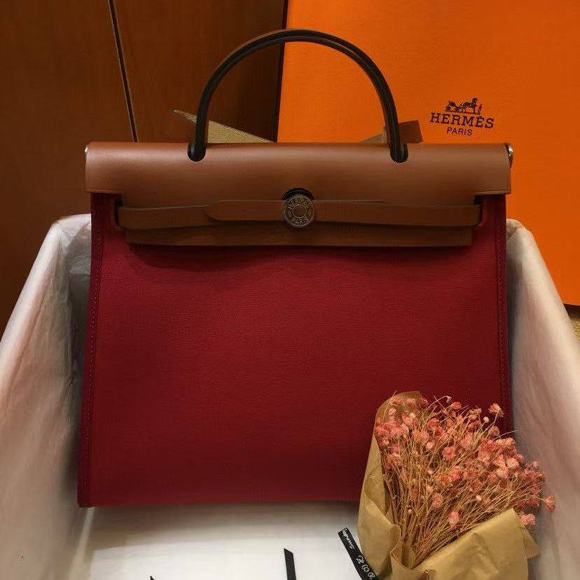 HM Herbag Zip 31 Dark Red Brown Leather Canvas | Studio Nafay