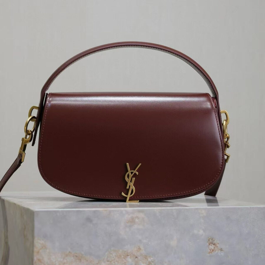 YSL Voltaire 24cm Burgundy Gold Calfskin | Studio Nafay