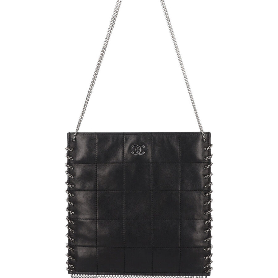 CHANEL Chocolate Bar Fringe Bag Leather Black | Studio Nafay