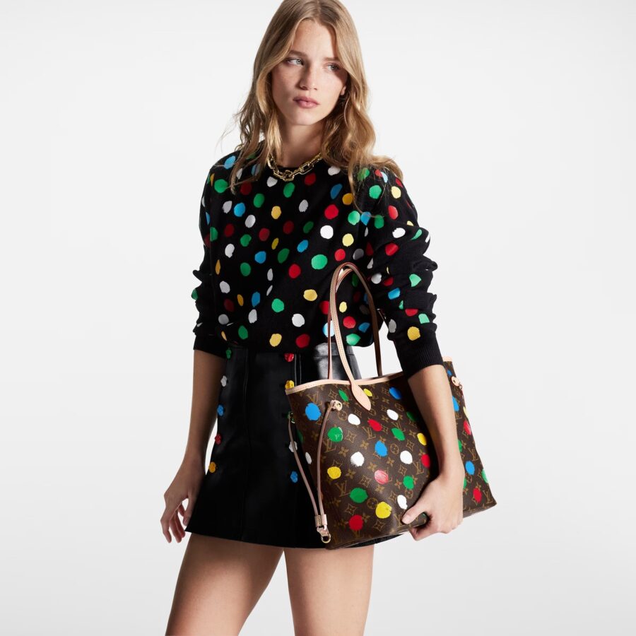 LOUIS VUITTON X YAYOI KUSAMA MONOGRAM NEVERFULL MM TOTE BAG | Studio Nafay