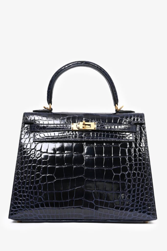 Hermès Blue Marine Shiny Alligator Sellier Kelly II 25 Bag with Strap - Product Image 2