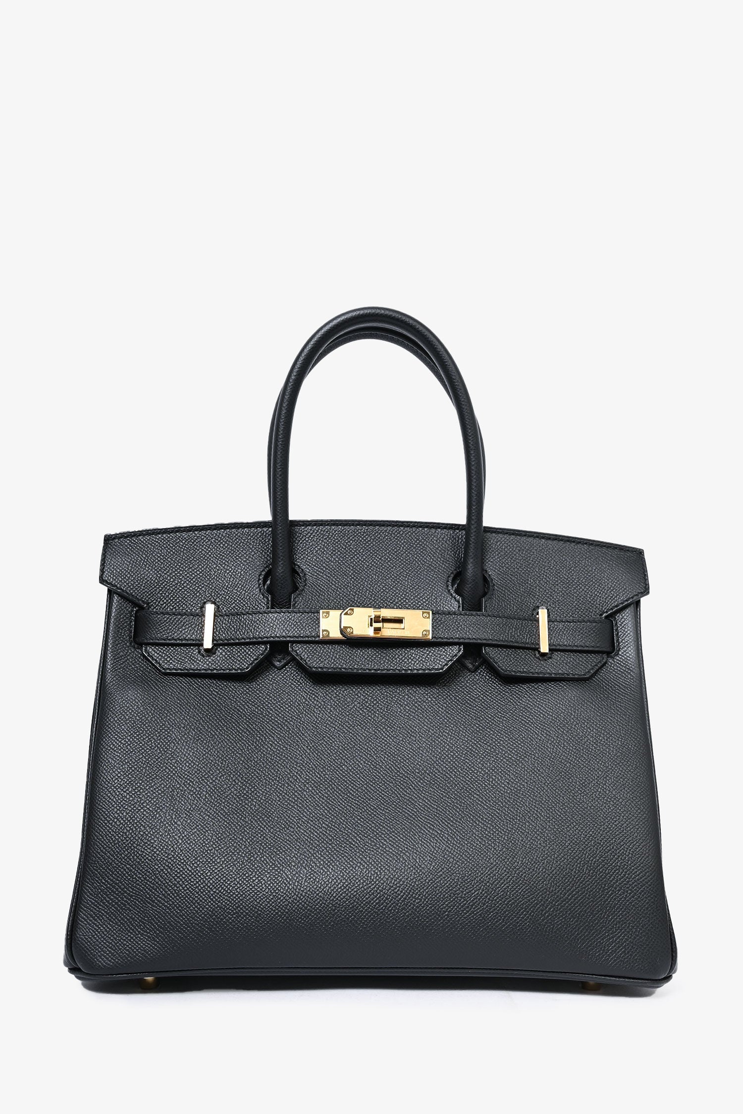 Hermès Black Epsom Leather Retourne Birkin 30 GHW