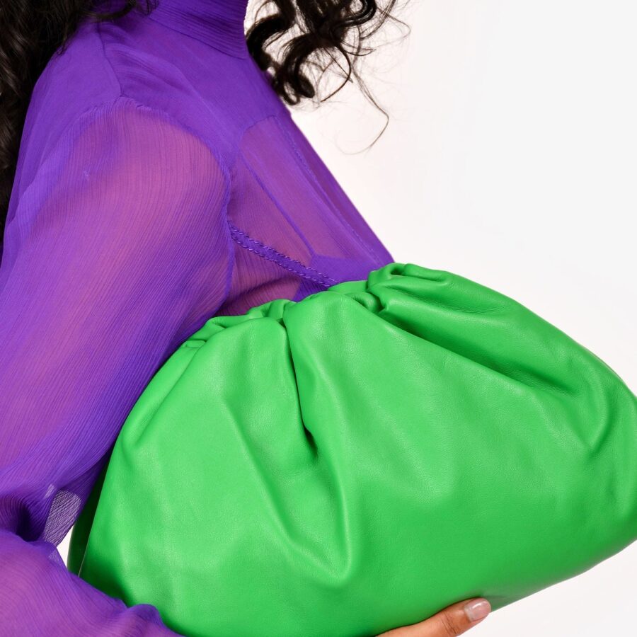Bottega Veneta Emerald Green Leather Large Classic Pouch | Studio Nafay