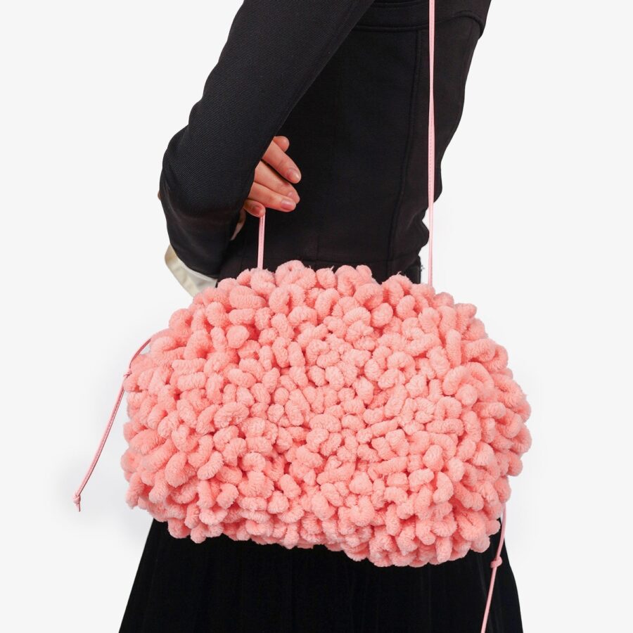 Bottega Veneta Pink Chenille Mini Pouch | Studio Nafay