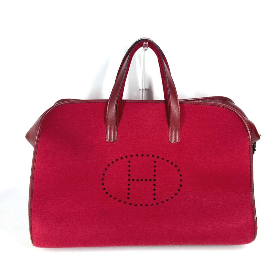 HERMES Boston Duffel bag Felt, Leather Red H punching logo Hood | Studio Nafay
