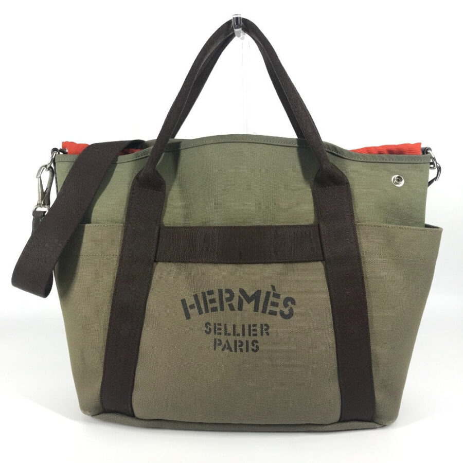 HERMES Tote Bag Leather / canvas khaki With bag-in-bag Sucked Pansage Groom Women | Studio Nafay