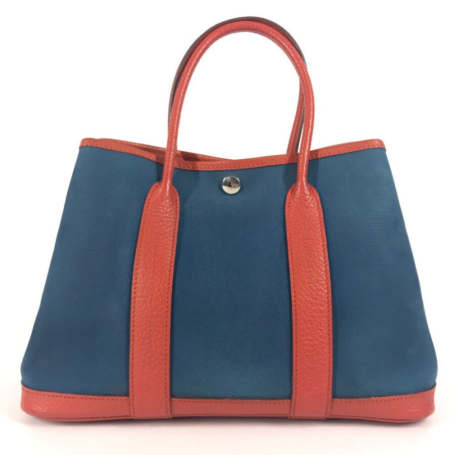 HERMES Tote Bag Leather / canvas blue Garden Party TPM | Studio Nafay