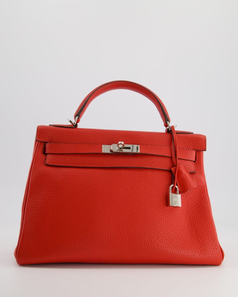 Hermes Kelly 32 Retourne Bag in Geranium Togo Leather and Palladium Hardware - Product Image 2