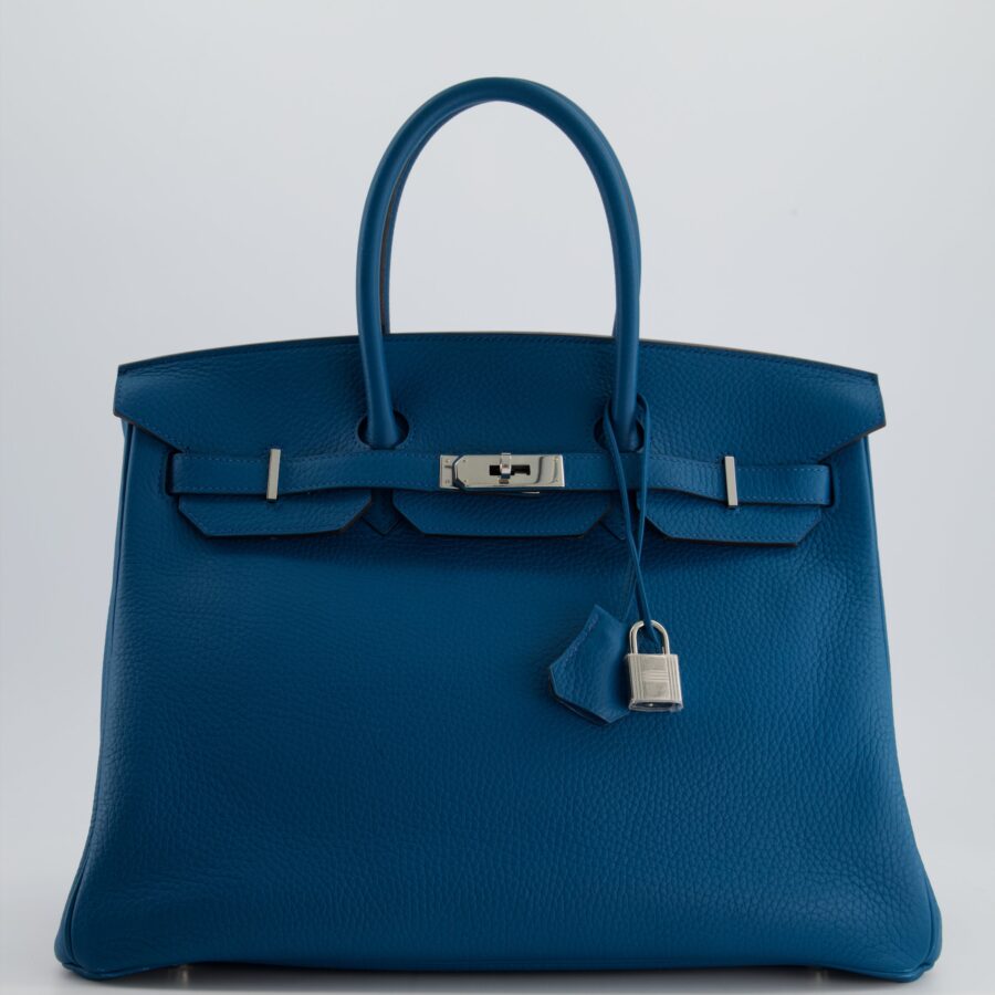 Hermes Birkin 35cm Bag in Blue Petrole Togo Leather with Palladium Hardware | Studio Nafay