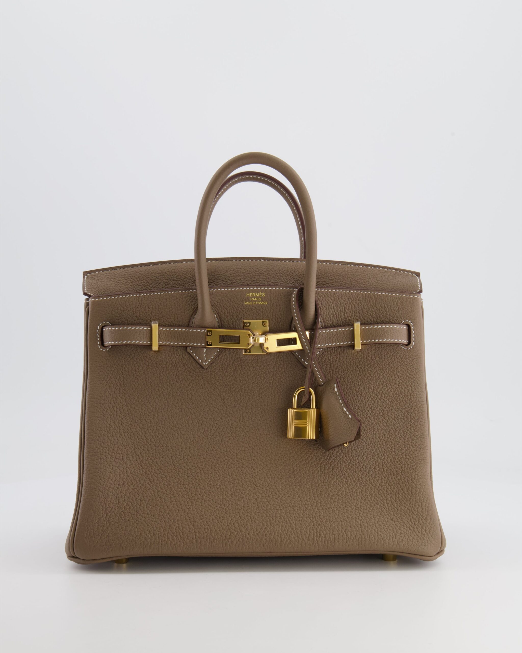 *HOT* Hermes Birkin Retourne 25 Bag in Etoupe Togo Leather with Gold Hardware