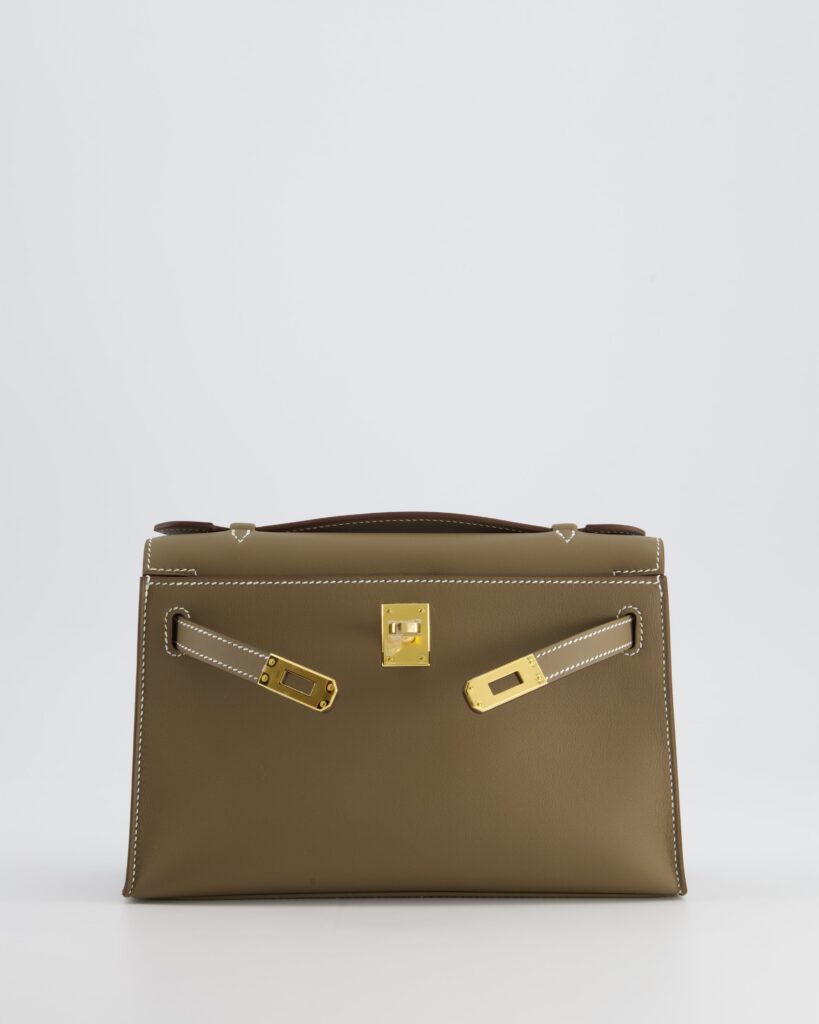 Hermes Kelly Pochette Bag in Etoupe Swift Leather and Gold Hardware - Product Image 2