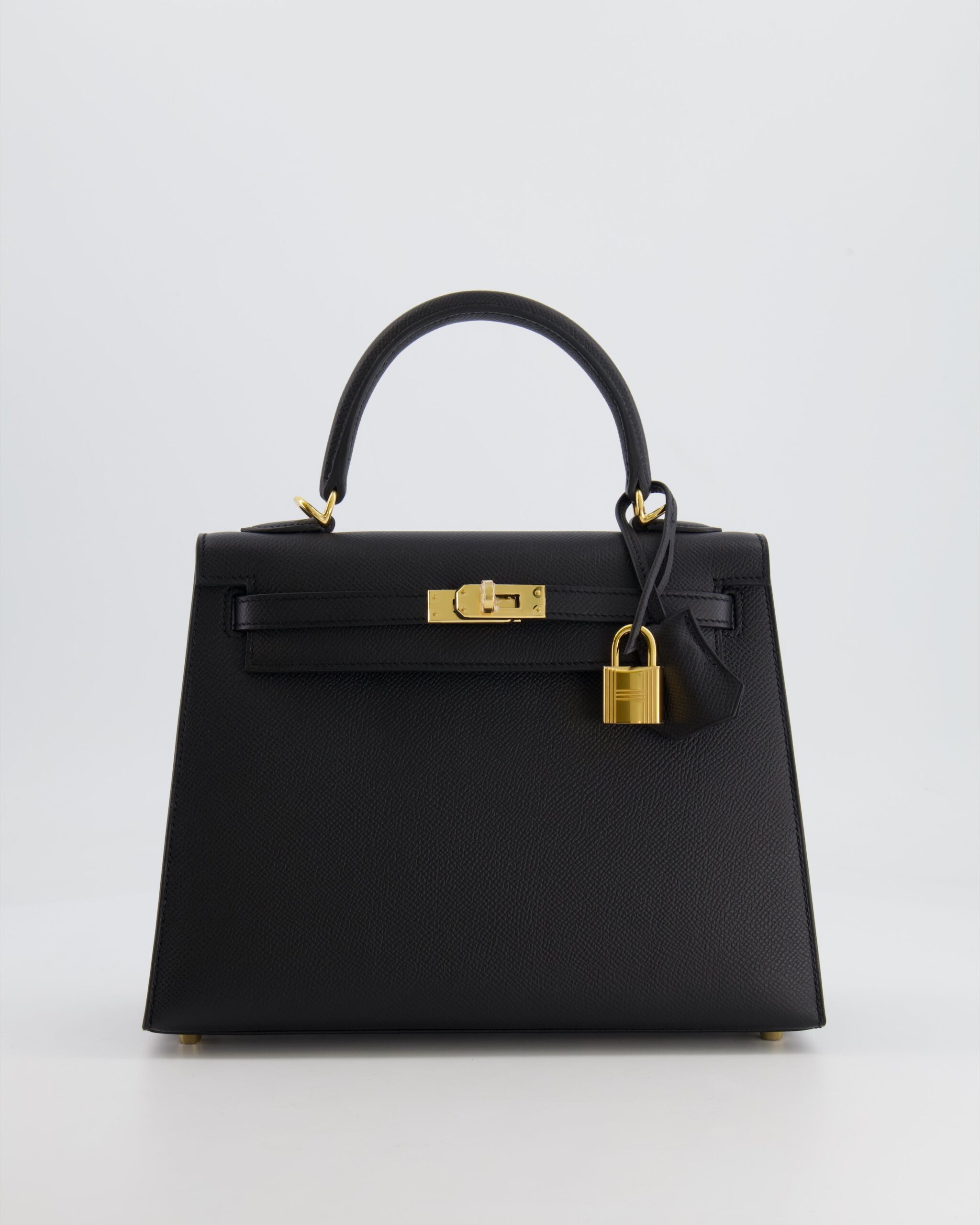 Hermes Kelly 25 Sellier Bag in Noir Epsom Leather with Gold Hardware