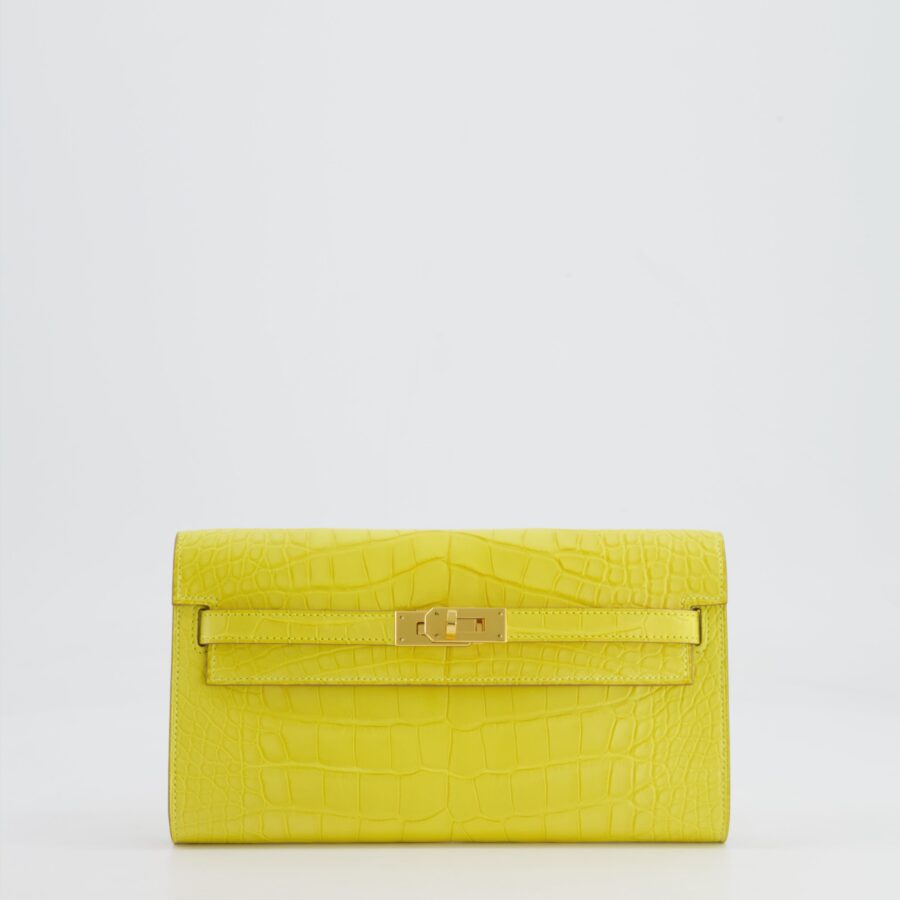 *RARE* Hermes Kelly To Go Bag in Jaune Mimosa Alligator Mississippiensis Leather with Gold Hardware | Studio Nafay