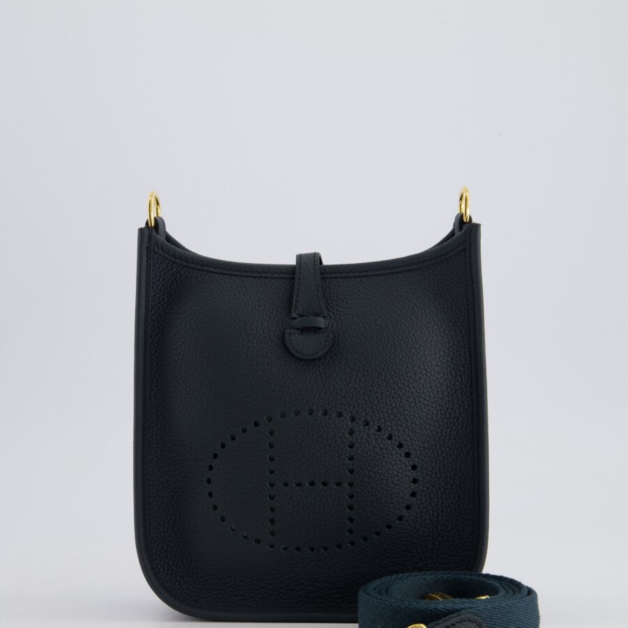 *RARE* Hermes Mini Evelyne 16 Bag in Vert Rousseau Maurice Leather with Gold Hardware & Vert Cypress Sangle Wooly Unicolore Strap | Studio Nafay