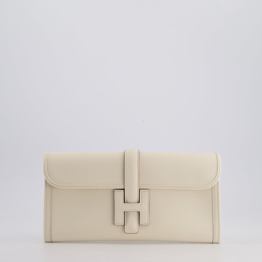 Hermes Jige Elan 29cm Clutch Bag in Nata Evercolour Leather | Studio Nafay