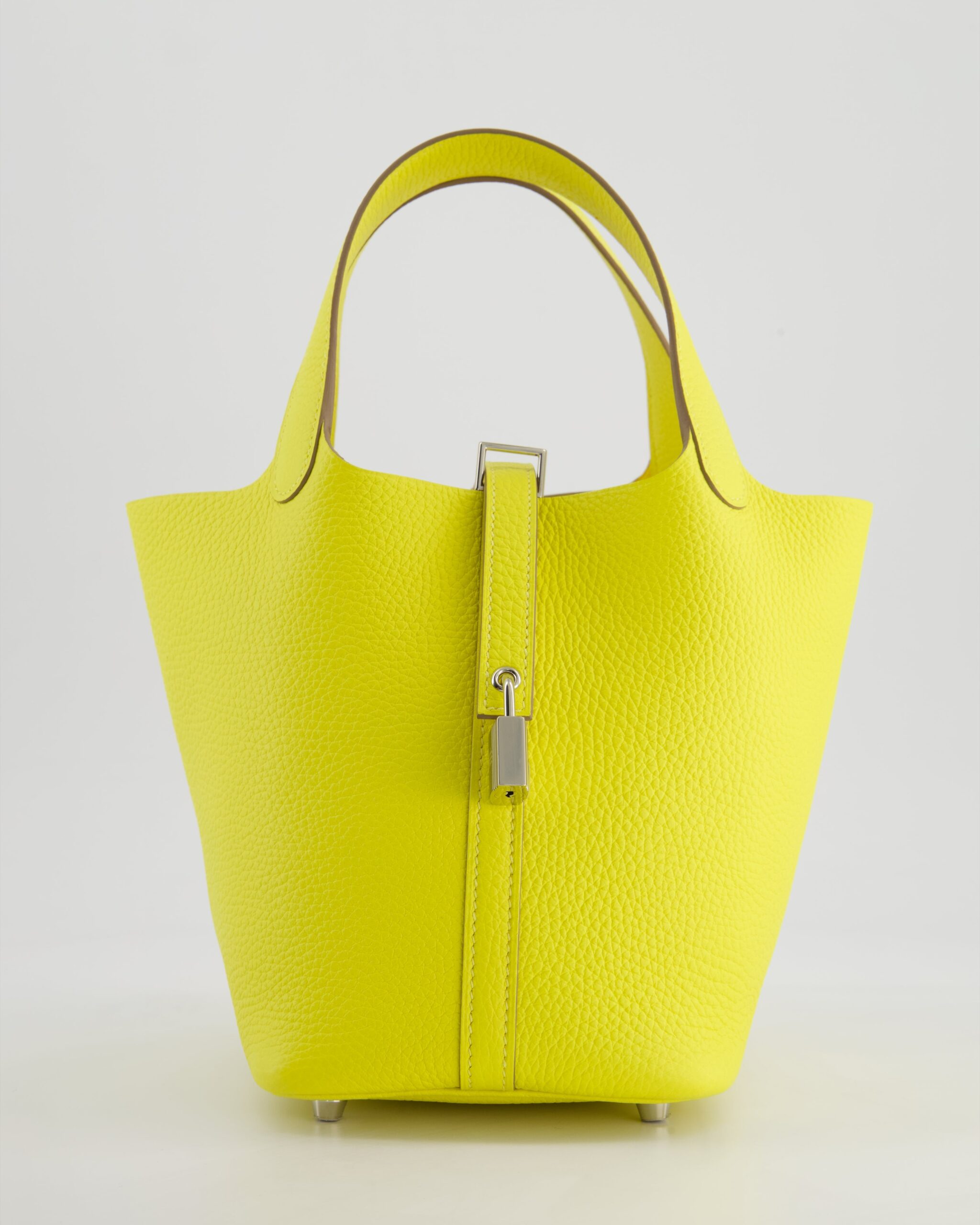 Hermes Picotin Lock Bag 18cm in Lime Clemence Leather with Palladium Hardware