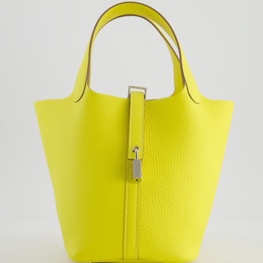 Hermes Picotin Lock Bag 18cm in Lime Clemence Leather with Palladium Hardware | Studio Nafay