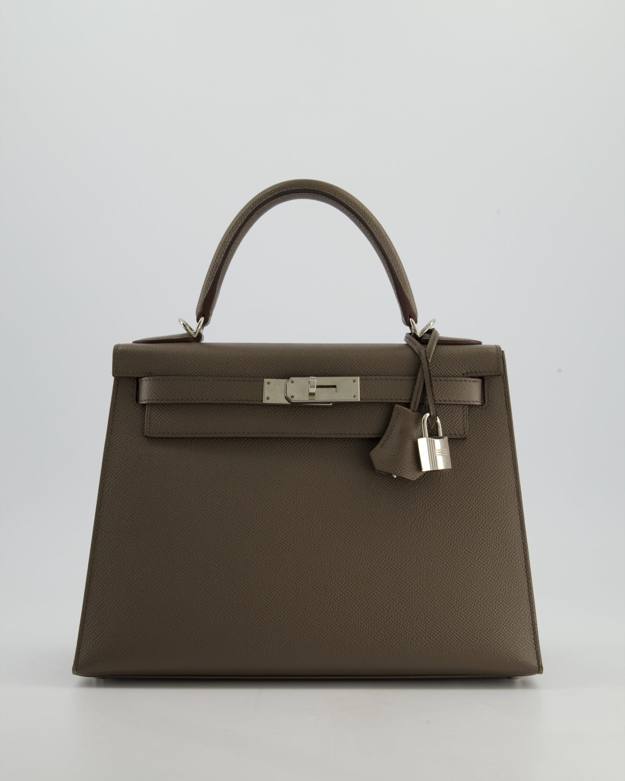 Hermes HSS Kelly 28 Sellier Bag in Gris Etain Epsom Leather with Palladium Hardware