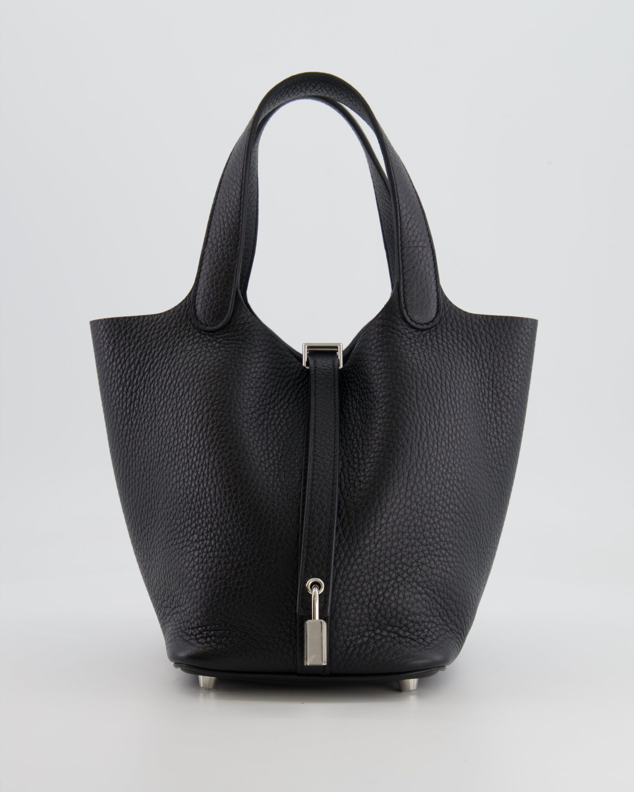 Hermes Picotin 18cm Lock Bag in Noir Clemence Leather with Palladium Hardware