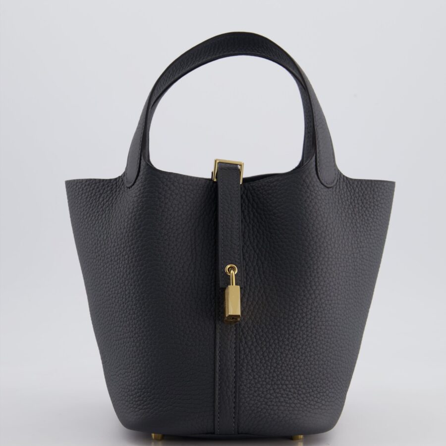 *HOT* Hermes Picotin Lock 18 Bag in Gris Misty Clemence Leather with Permabrass Hardware | Studio Nafay