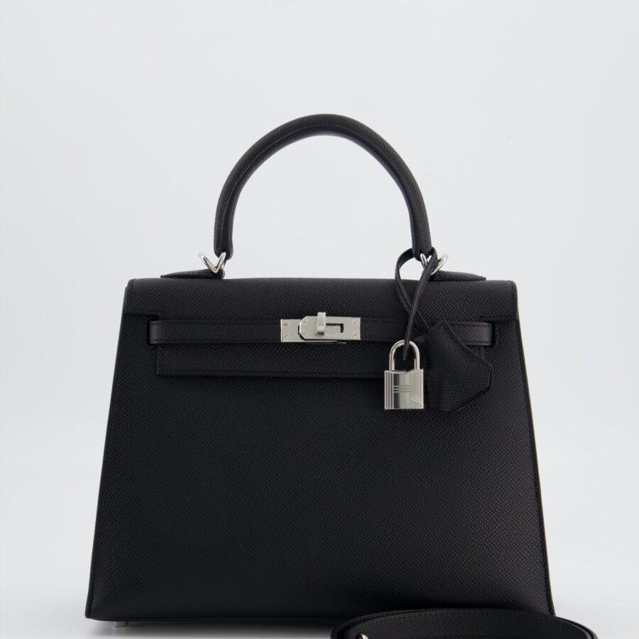 *RARE* Hermes Kelly 25 Sellier Bag in Noir Epsom Leather with Palladium Hardware | Studio Nafay