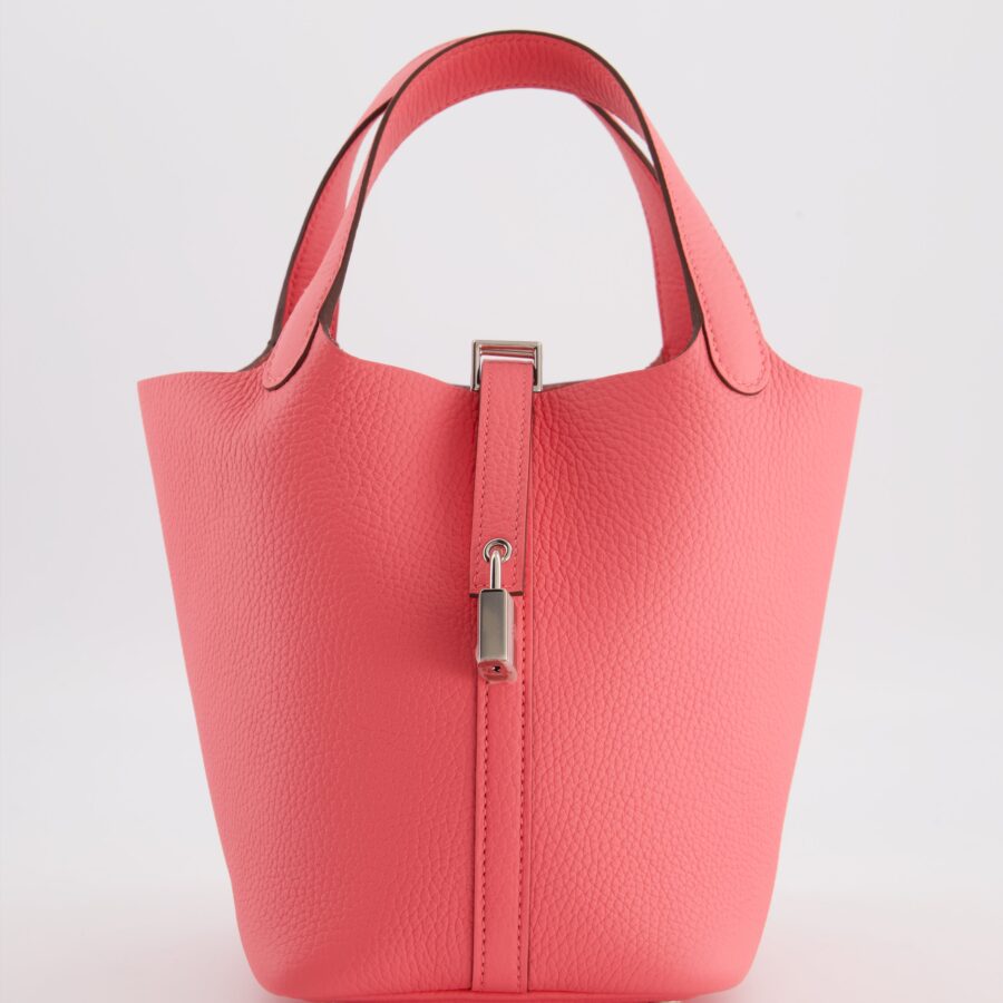 Hermes Picotin Lock 18 Bag in Rose Azalee Clemence Leather with Palladium Hardware | Studio Nafay