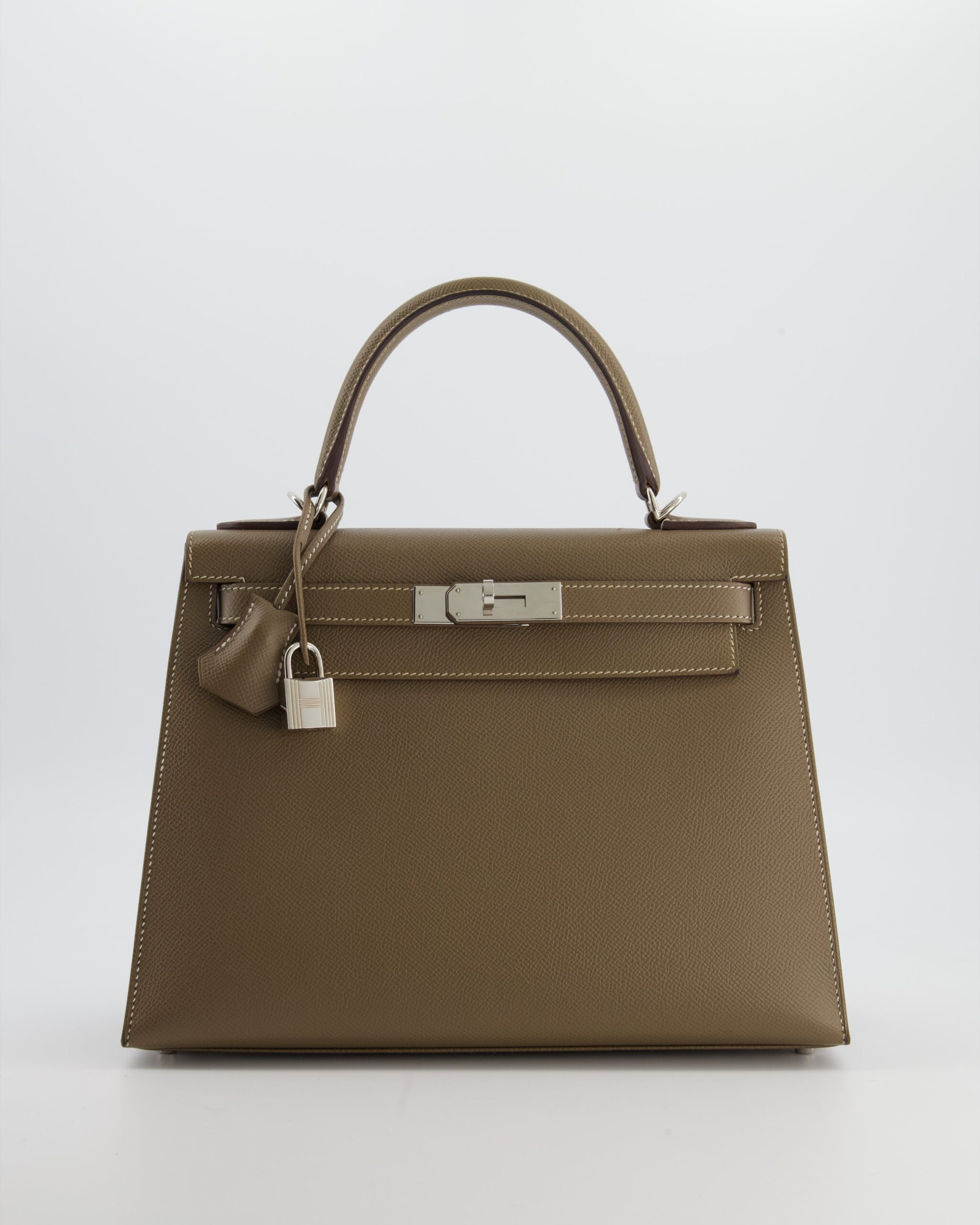 Hermes Kelly 28 Sellier Bag in Etoupe Epsom Leather with Palladium Hardware
