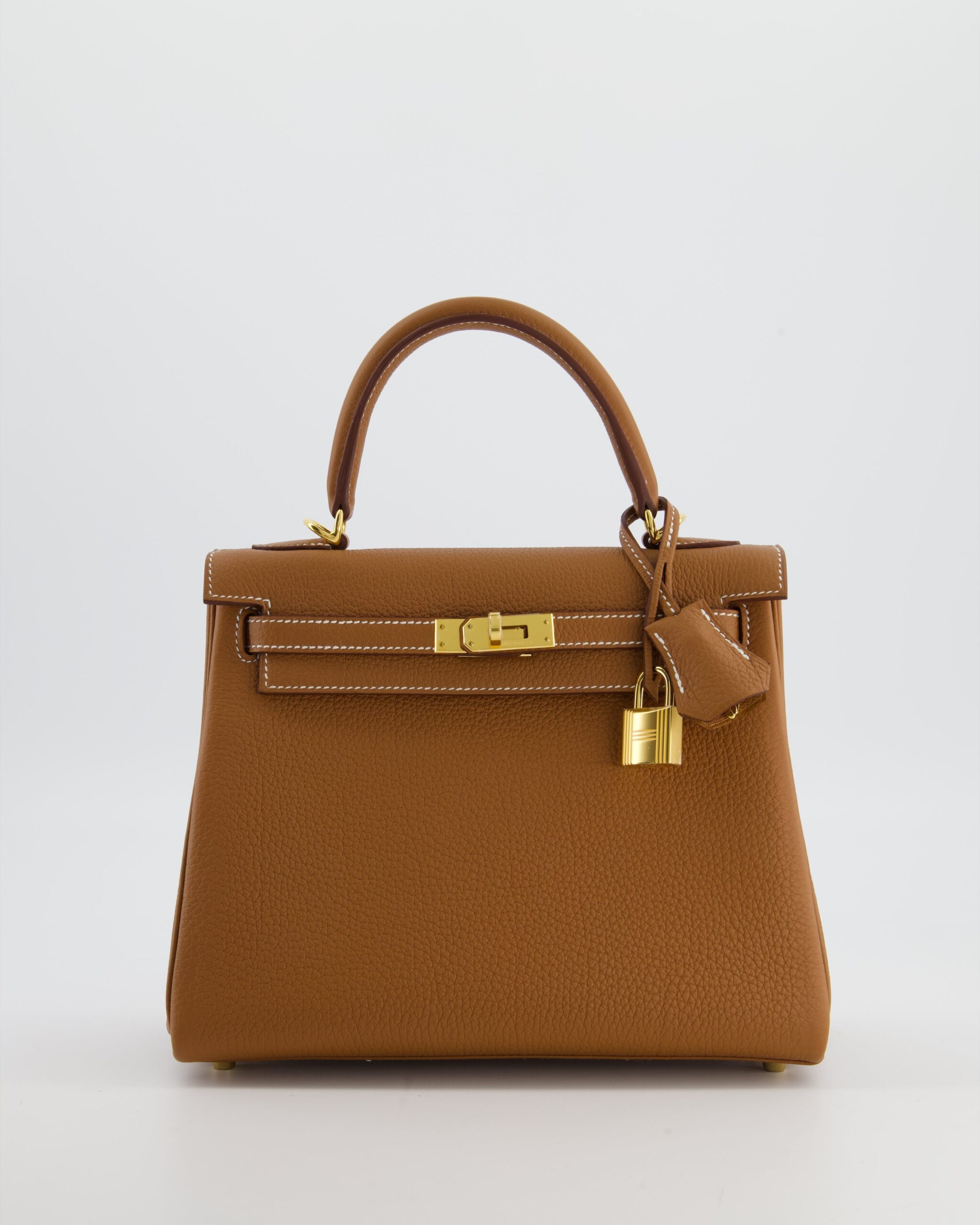 Hermes Kelly 25 Retourne Bag in Gold Togo Leather with Gold Hardware