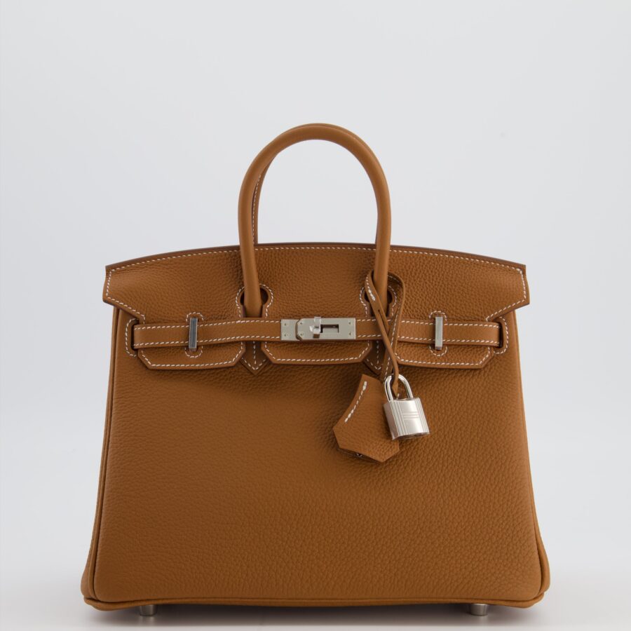 *HOT* Hermes Birkin 25 Retourne Bag in Gold Togo Leather with Palladium Hardware | Studio Nafay