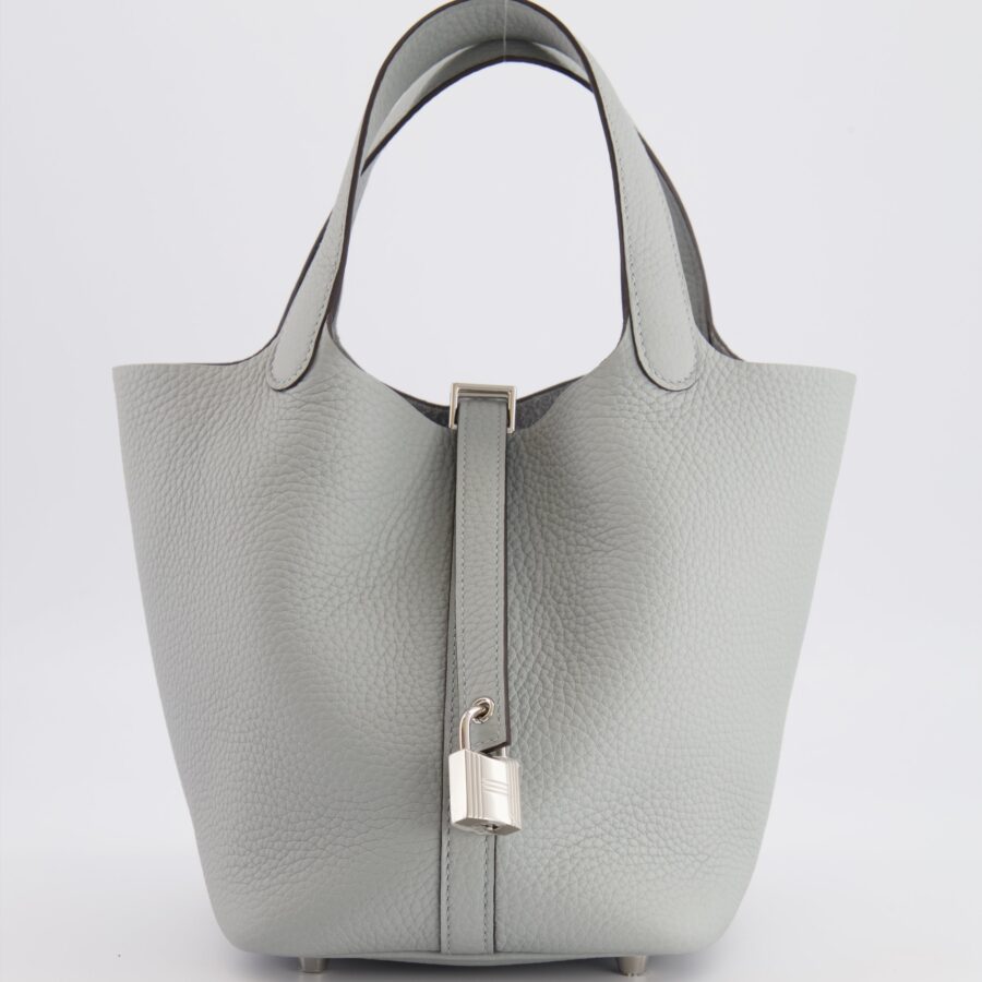*HOT* Hermes Picotin Lock Bag 18cm in Bleu Glacier Clemence Leather with Palladium Hardware | Studio Nafay