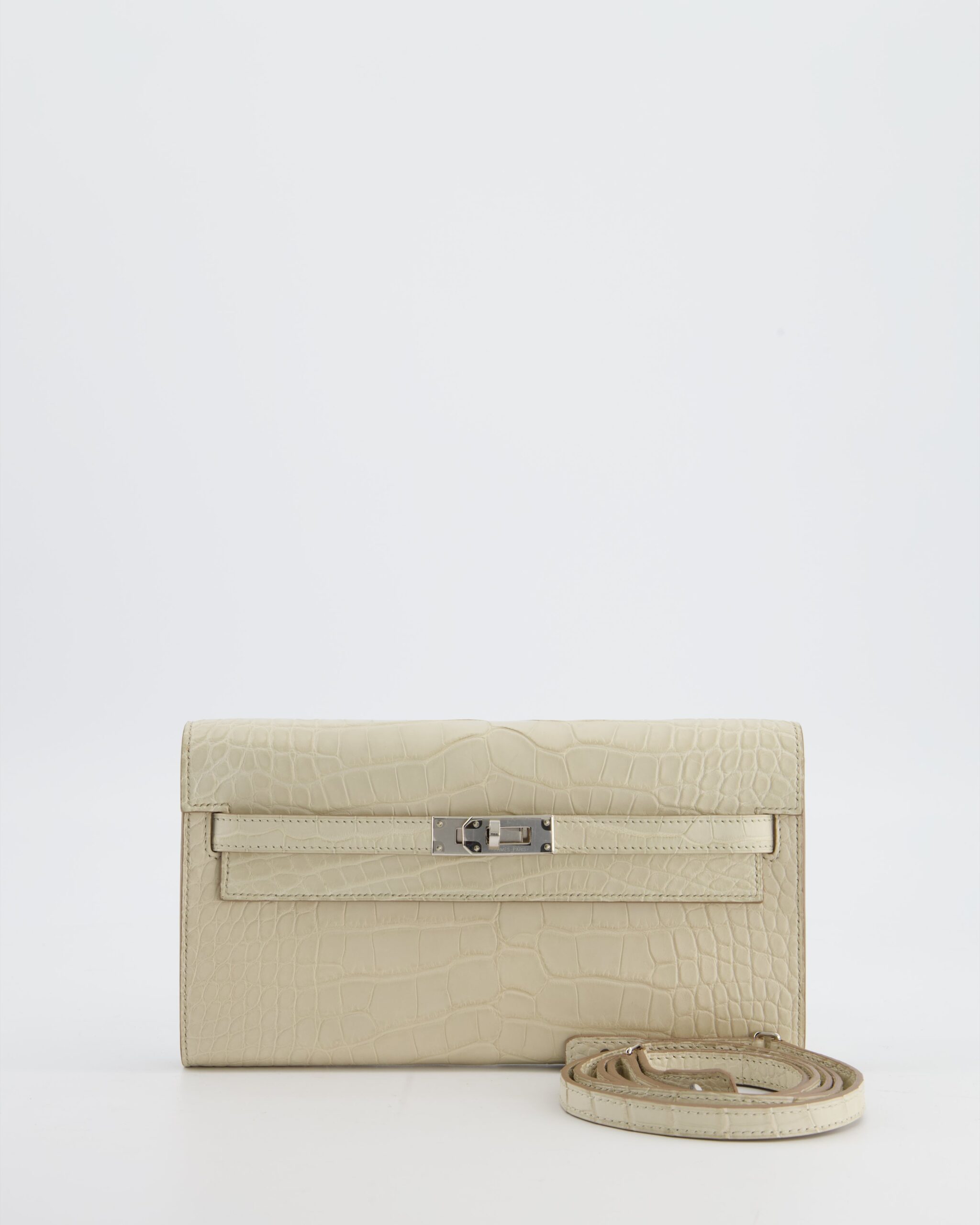 Hermes Kelly To Go Bag in Beton Alligator Mississippiensis Leather with Palladium Hardware