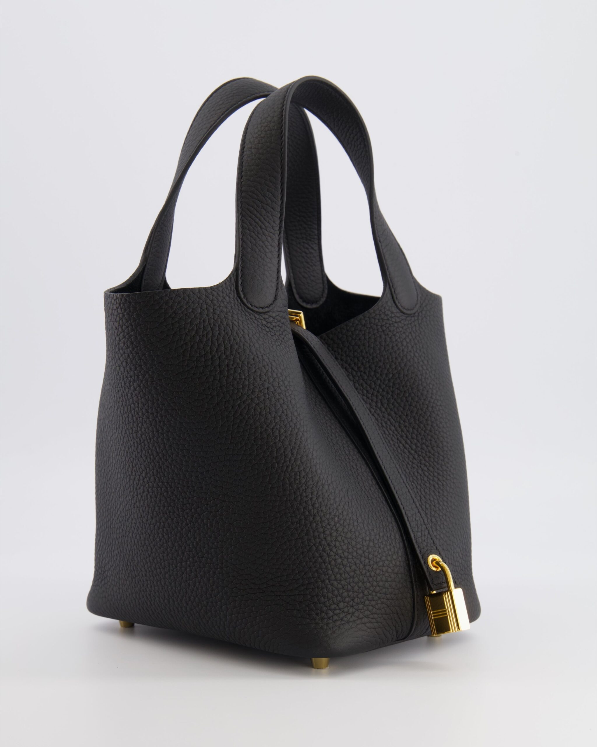 Hermes Picotin Lock Bag 18cm in Noir Clemence Leather with Gold Hardware