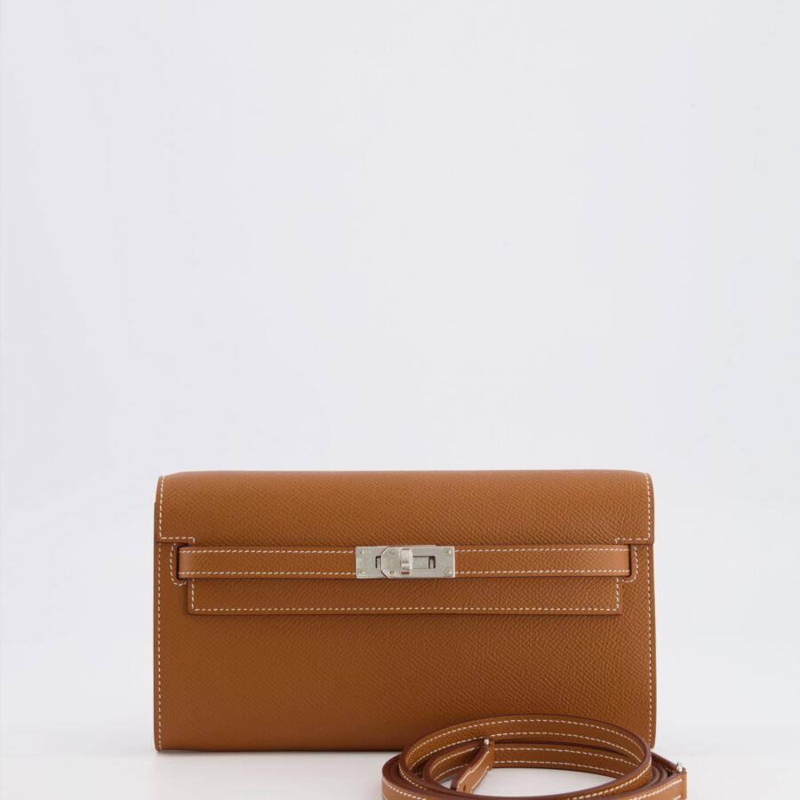Hermes Kelly To Go Bag in Gold Epsom Leather with Palladium Hardware | Studio Nafay