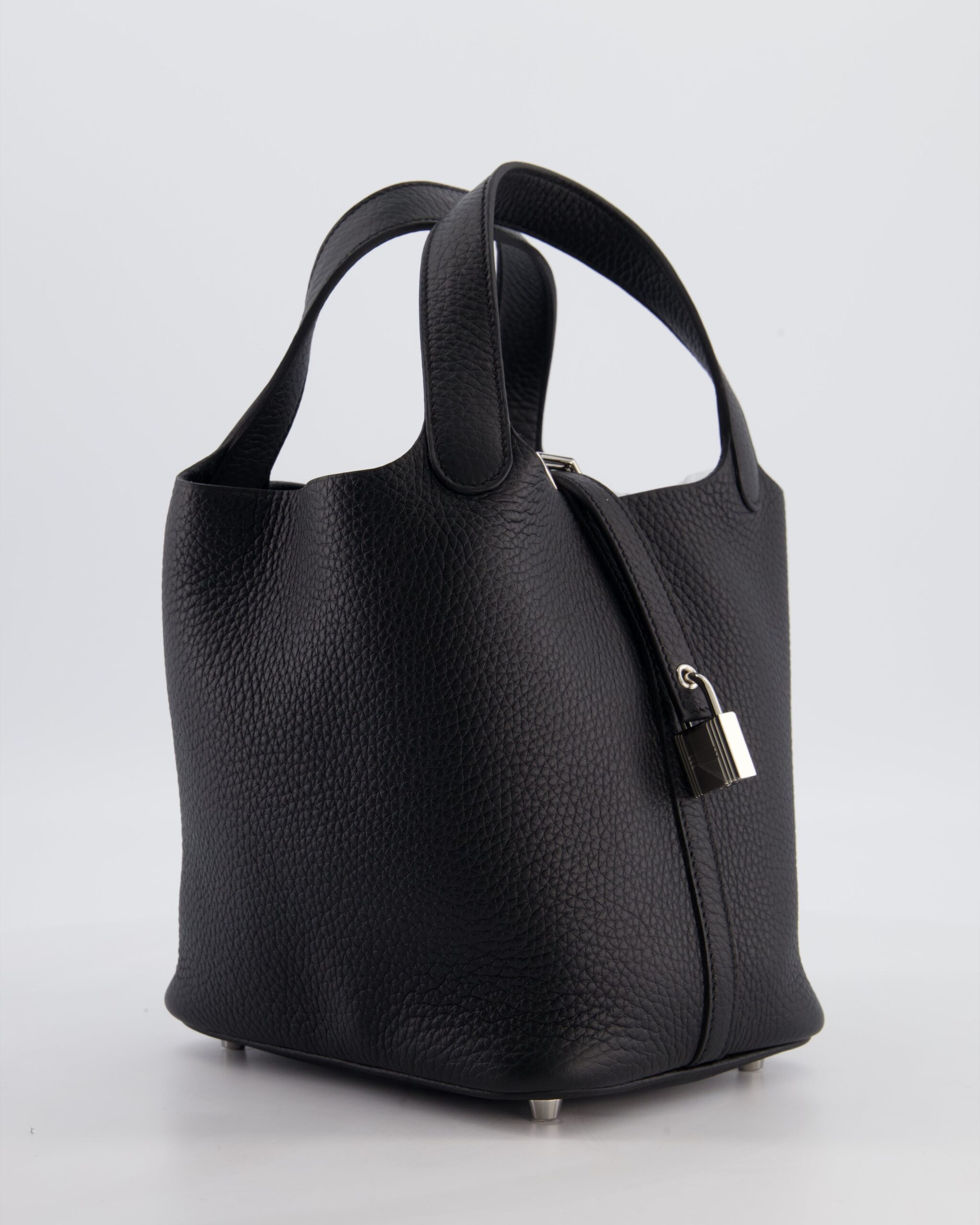 Hermes Picotin Lock 18 Bag in Noir Clemence Leather with Palladium Hardware